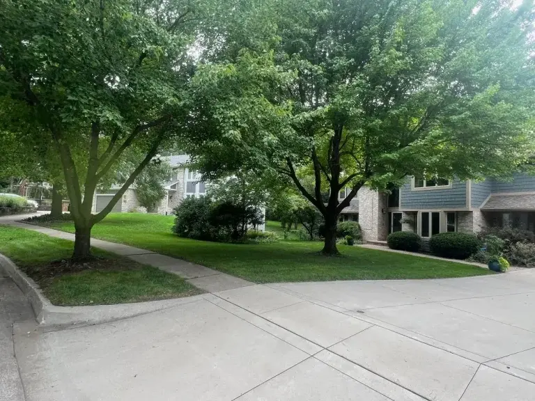 Weekly lawn mowing completed at a residential property in the Hyperion neighborhood of Johnston, IA.